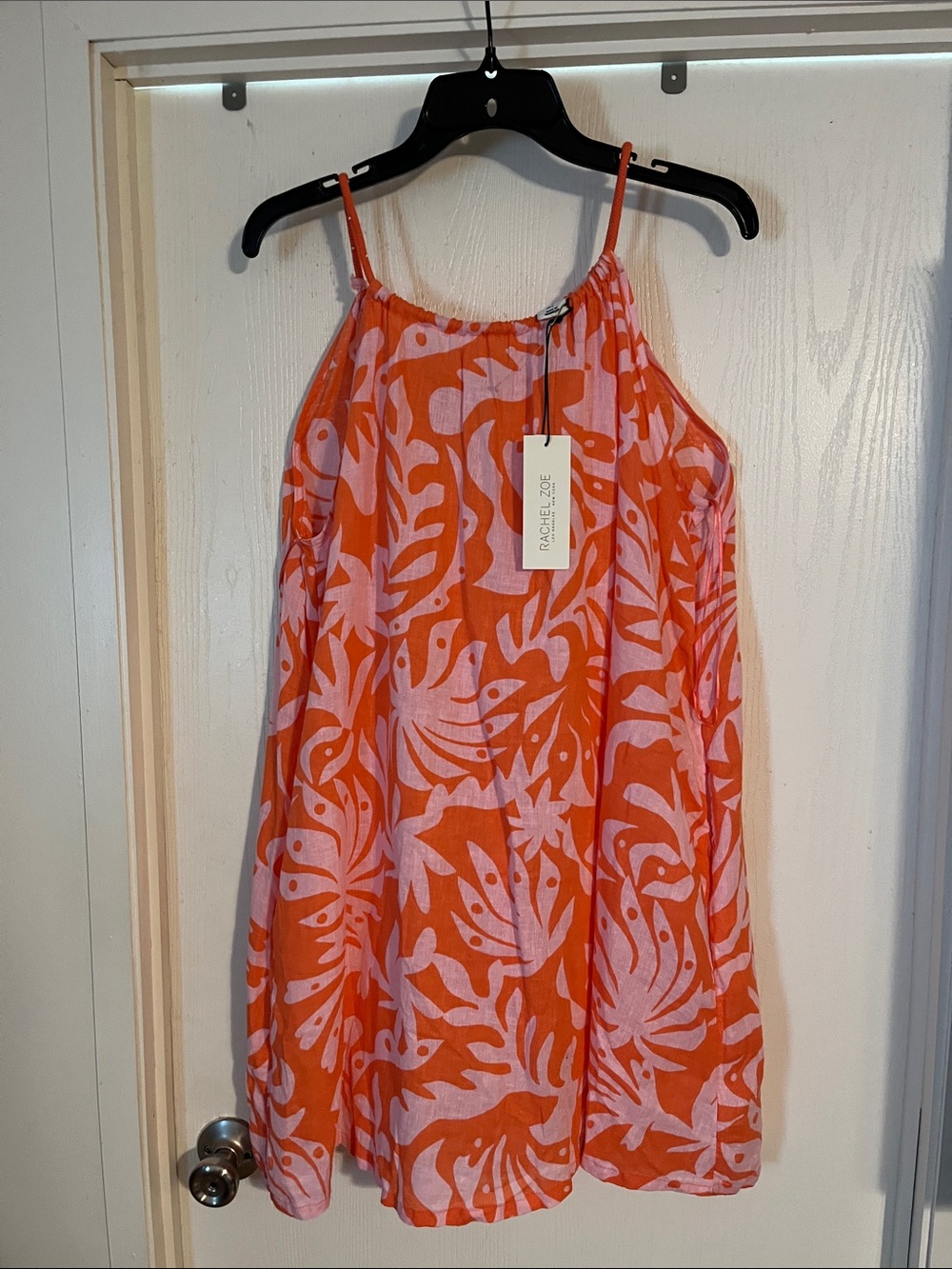 Rachel Zoe Orange and Pink Tropical Halter Dress NWT Large